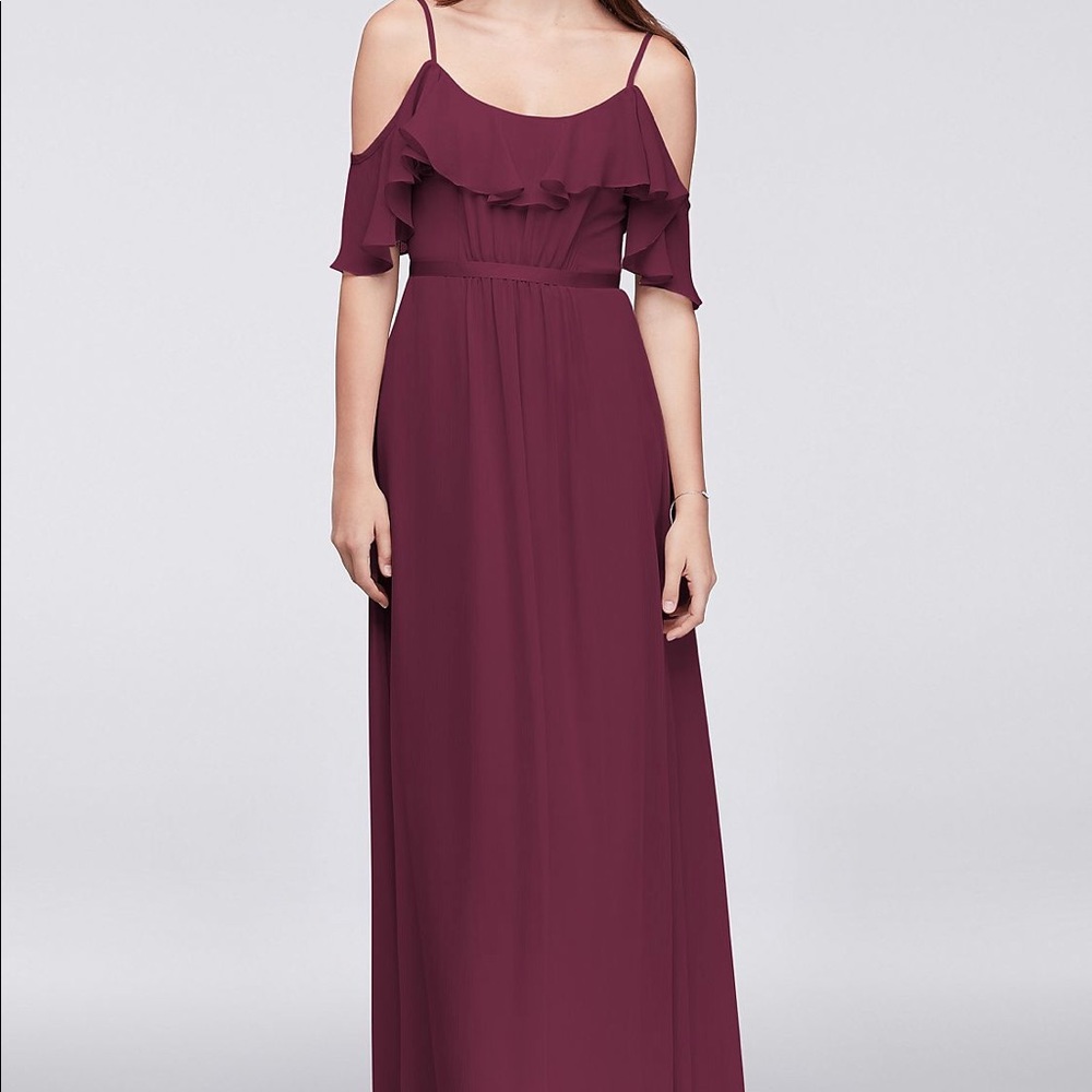 Cold Shoulder Crinkle Chiffon Dress